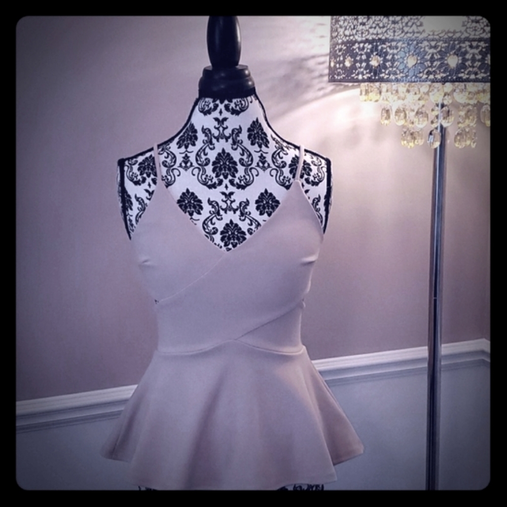 Peplum Strappy Top with Side Cut Outs